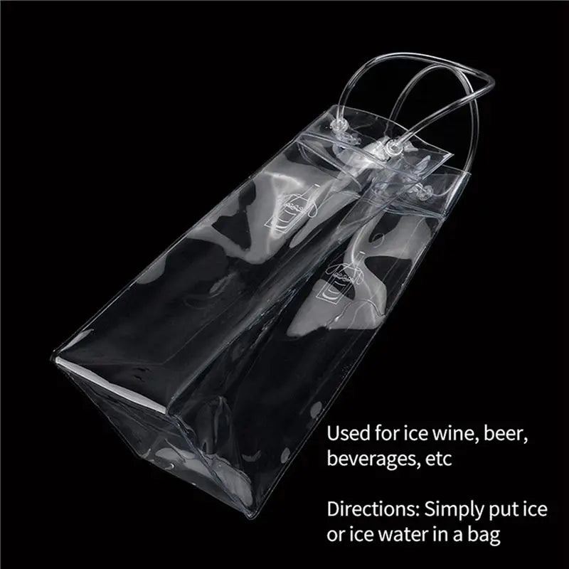 AFOURT-Ice Wine Bag Portable Collapsible Clear Wine Pouch Cooler With Handle For Party,Outdoor,Champagne,Cold Beer,6Pack