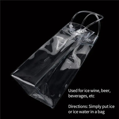 AFOURT-Ice Wine Bag Portable Collapsible Clear Wine Pouch Cooler With Handle For Party,Outdoor,Champagne,Cold Beer,6Pack
