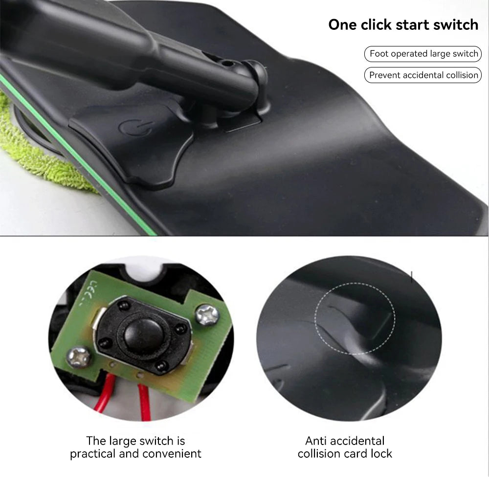 Cordless Electric Mop Handheld Rotating Mop Absorbing Water Footswitch Rechargeable Sweeper Waxing Cleaning for Hardwood Tile