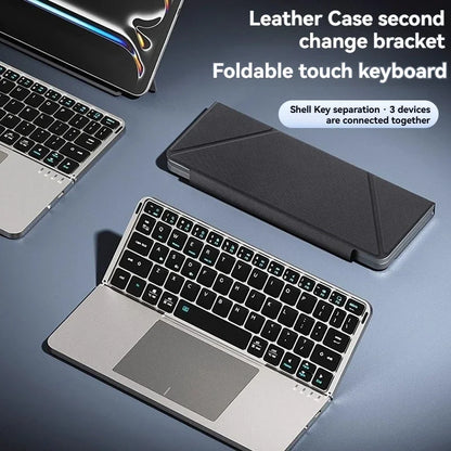 Folding Magnetic Bluetooth Keyboard with Touchpad External Wireless Stand Holding Keyboard for Ipad/iphone/android/windows Kit