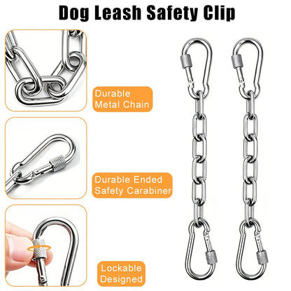 Chain Dog Collar Clips Anti-Bite Double-Headed Metal Safety Buckle Pet Leash Connector Paw Print Design Secure Chain Attachment