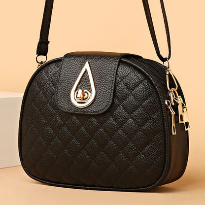 Daily Wear Rhombus Stitch Leather Shoulder Bag Detachable Strap, Elegant Small Bag for Women Casual Street Matching