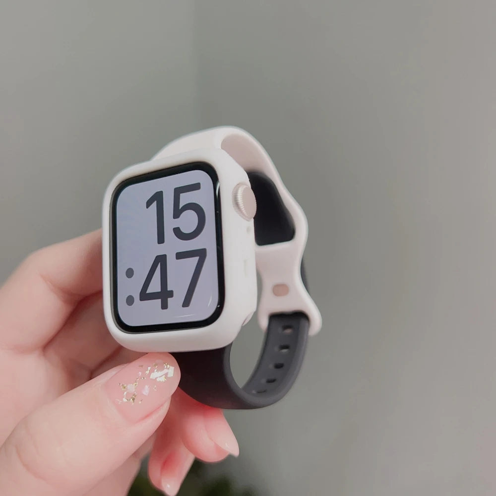 2Pack Silicone Band + Case Set for Apple Watch Correa S11 Women Sport 38mm 40mm 41mm 42mm 44mm 45mm 49mm for iWatch Series Strap