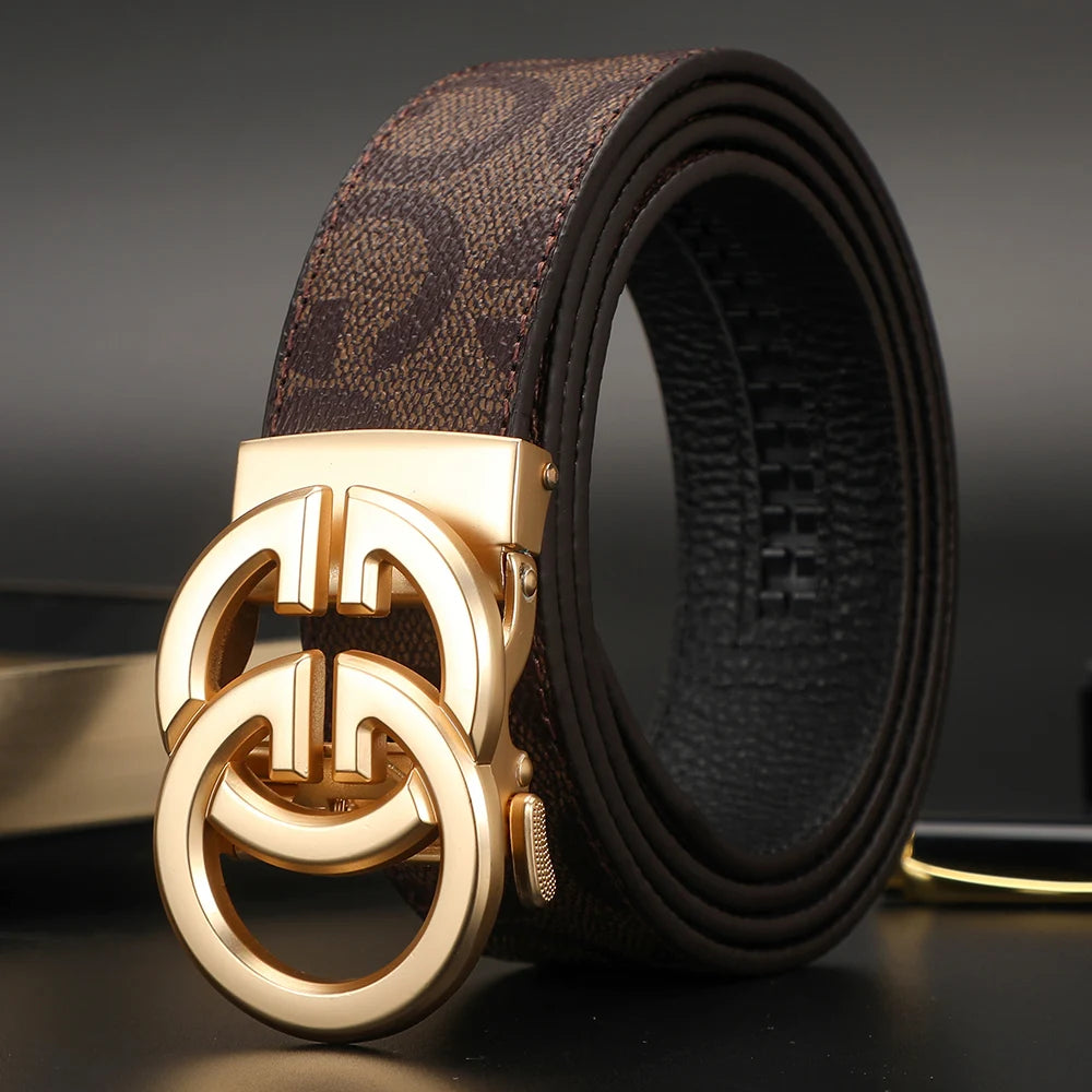 2024 New business Male Famous Style Metal Automatic Buckle Luxury Brand Women Belt Genuine Leather Belts for Men Strap jeans