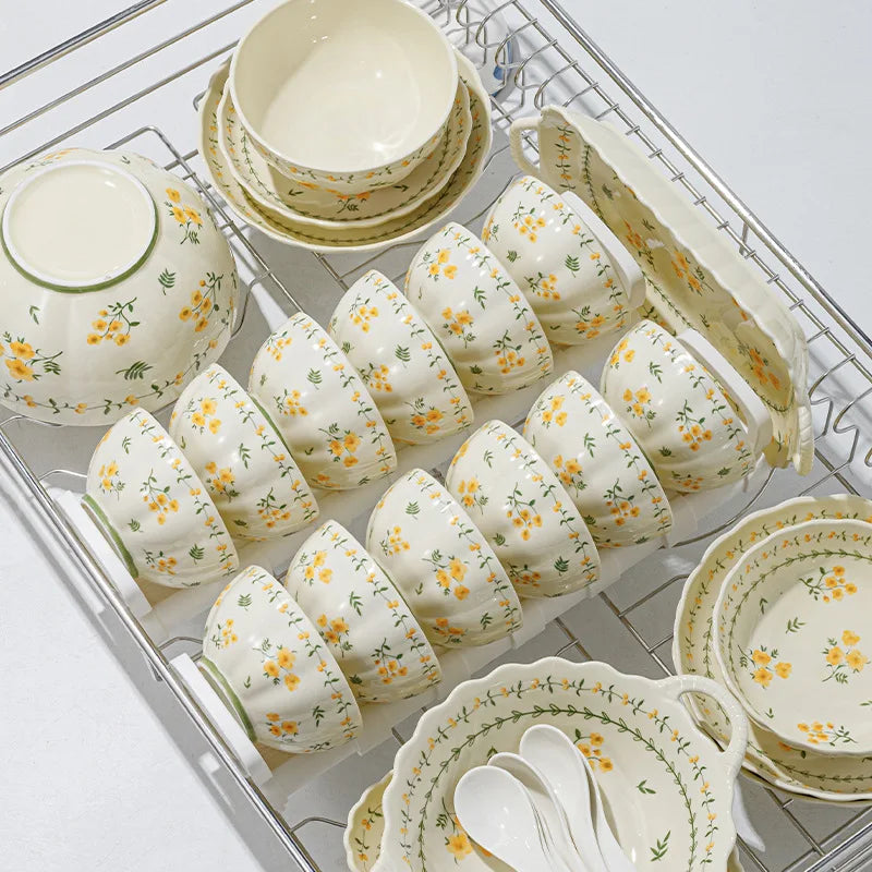 Dishes and Dishes Set Ceramic Bowls and Plates Binaural Bowls Ceramic Tableware Set Dinner Set Pratos De Jantar Teller Prato