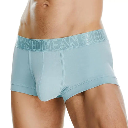 SEOBEAN Men's Breathable Cotton Boxer Shorts U-Convex Pouch Low-Waist Soft Stretch Underwear for Daily Casual & Intimate Wear