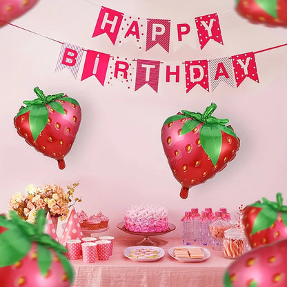 5 Pieces Strawberry Foil Balloons Birthday Party Decorations Summer Fruit Party Wedding Festival Decorations Balloons Gifts