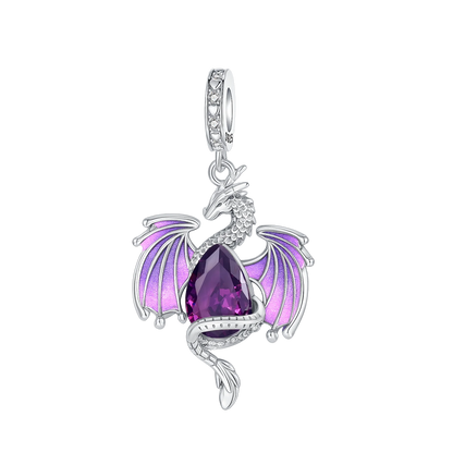 925 Sterling Silver Purple Baby Dragon Flying Dragon Cub Pendant Charm Fit Original Charms Bracelets Women DIY Jewelry Gift