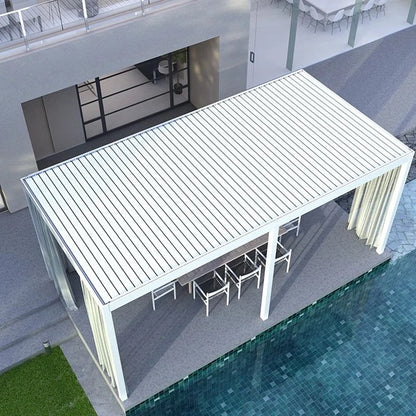 Aluminum Motorized Louvered Bioclimatic Pergola 1 Square Meter Custom Size Flip Shutter Waterproof with LED Light for Garden