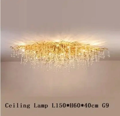 Luxury Gold Crystal LED Chandeliers Living Dining Room Bedroom Lighting Lustre Ceiling Pendant Lamps Indoor Villa Lights Fixture