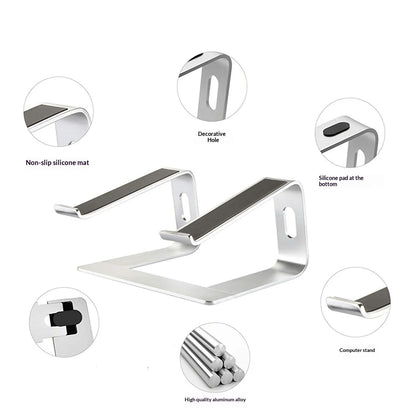 Ergonomic Aluminum Laptop Stand with Cooling & Non-Slip Design, Adjustable Portable Notebook Riser for 10-17 Inch MacBook Dell