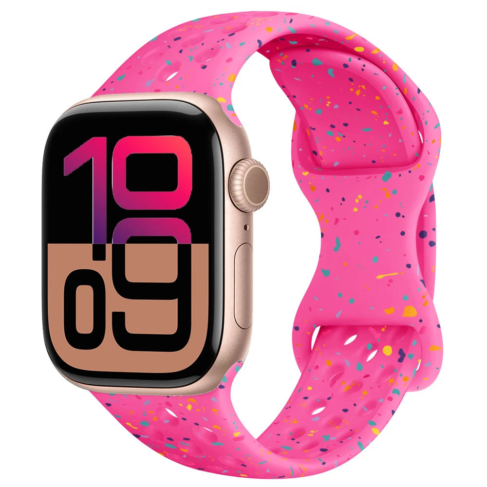 Silicone Strap For Apple Watch 11 10 9 8 7 46mm 45mm 42mm 41mm Ultra 3/2 49mm Breathable Bracelet Wristband iWatch 6 5 4 SE 44mm