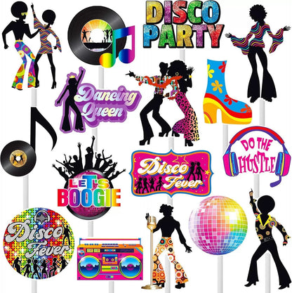 36PCS Retro Roller Skate Disco Party Ball Cake Toppers - 80s 90s Hip Hop Skating Theme Party Decor for Birthday Supply
