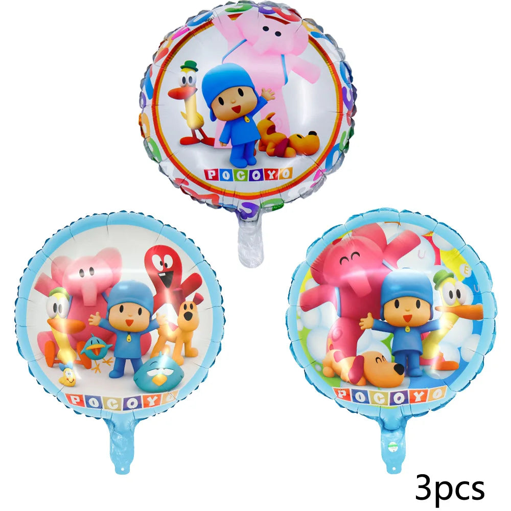 Pocoyoed Foil Air Balloons Eily Pato Latex Ballons Elephant PP Party Happy Birthday Banner Baby Shower Decoration Kids Boys Toys