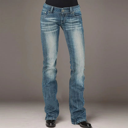 Jeans For Womens Stretch Mid Waisted Denim Pants Button Straight Leg Jeans Skinny Fit Denim Trousers Casual Ladies Streetwear
