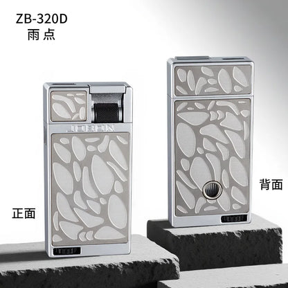 Jobon Upgraded Luxury Press Ignition Gas Lighter - Zinc Alloy Windproof Lighter Blue Jet Flame Cigar Lighter Men's Gift