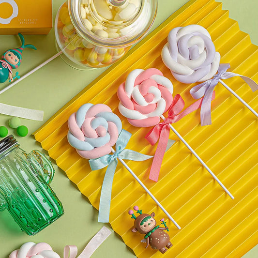 1Pcs Simulation Cotton Lollipop Cute Fake Candy Colorful Cake Model Dessert Shop Window Display Props Kids Birthday Party Decor