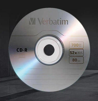 Verbatim CD-R Disc Blank Silver CD Disk CDR Discs 80min 700MB 52X 50Pack