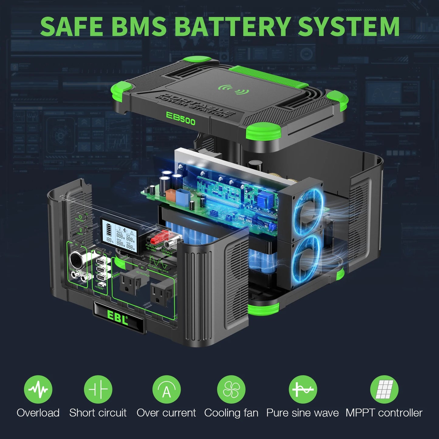 EBL Power Station 501W 551Wh Solar Power Generator Backup Bank