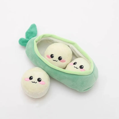 Soft Plush Pea Pod Pet Foraging Toy Squeaky Bite Resistant Teeth Grinding Anxiety Relief Interactive Puppy Training Accessory
