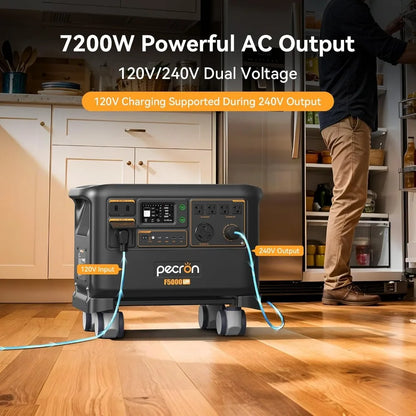 F5000LFP Power Station, 5120Wh Solar Generator with 7200W AC Output, 6400W Solar Input, 120V/240V Dual Voltage,, Customized