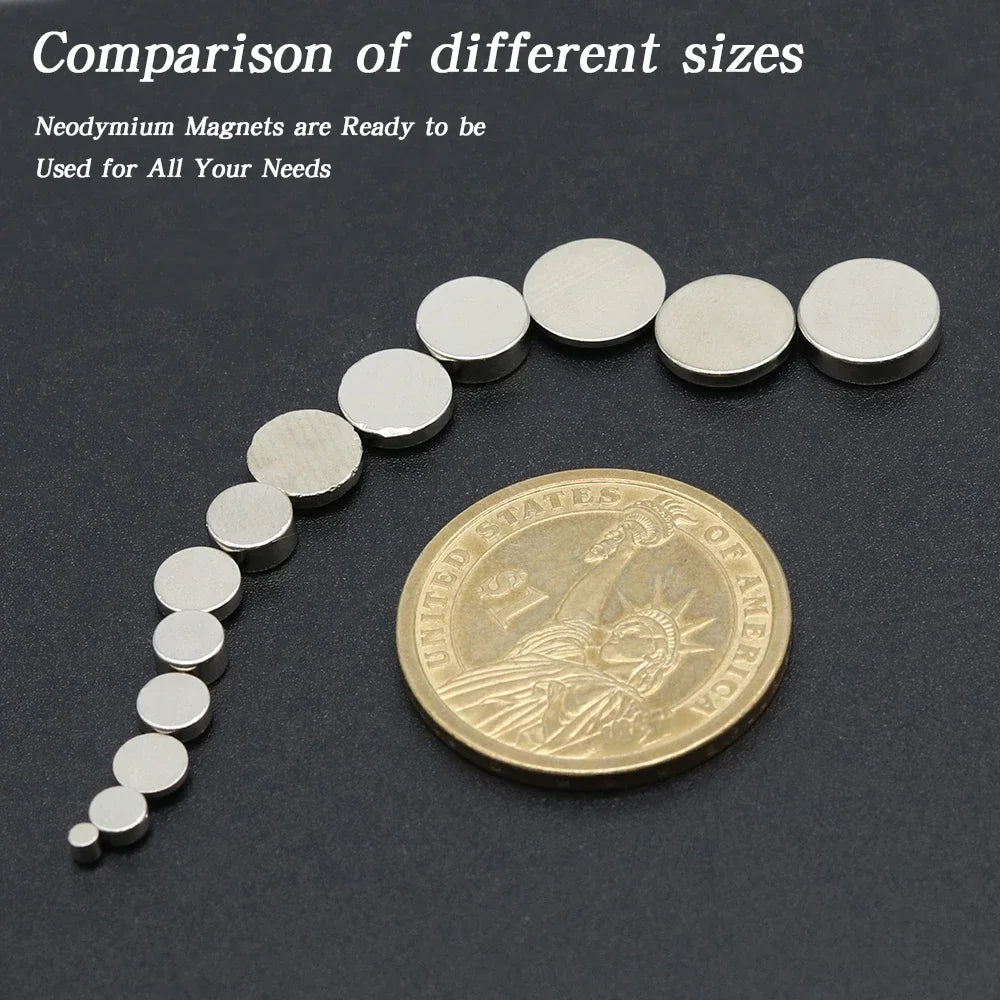 Super Powerful round Neodymium Magnet NdFeB N35 Strong Permanent Magnetic Imans for Refrigerator Various Sizes 2x2/4x2/5x1/6x2/8