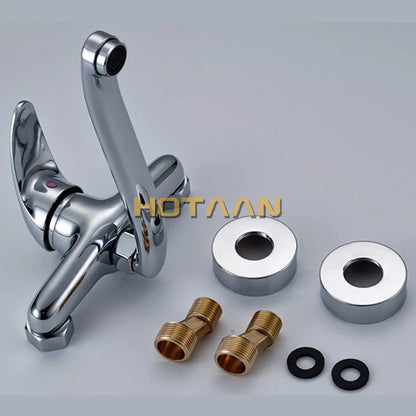 . Brass Chrome Taps For Kitchen Sink Kitchen Tap Dual Hole Wall Kitchen Mixer Kitchen Faucet torneira cozinha YT6033