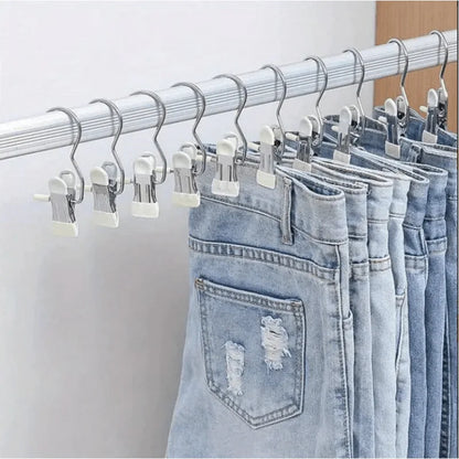 Premium Stainless Steel Clothes Pegs with Hooks - Space-Saving Laundry Hangers for Pants, Towels & Closet Organization