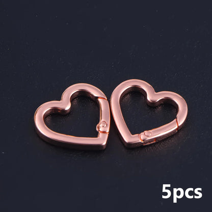 5Pcs Metal Heart Shape Spring Clasps Openable Carabiner Keychain Bag Clips Hook Dog Chain Buckles Connector Accessories
