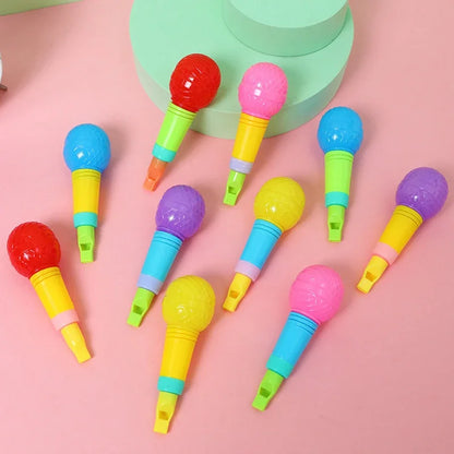 20Pcs Colorful Plastic Microphone Whistles Noise Maker Toy for Kids Birthday Party Favors Goodie Bag Pinata Filler School Reward