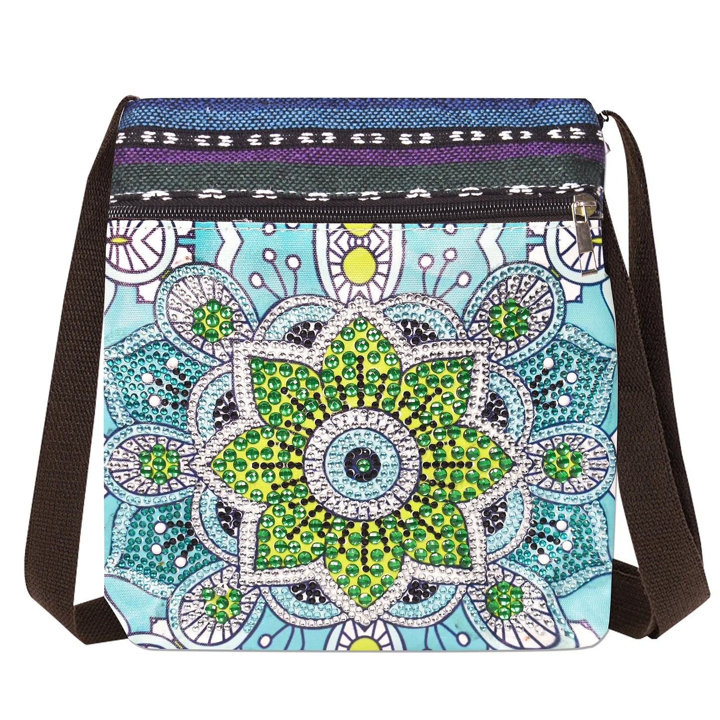 1pc/Set DIY Mandalas Diamond Art Purses Canvas Zipper Handbag with Strap Mandalas Diamond Painting Crossbody Bag for Adults