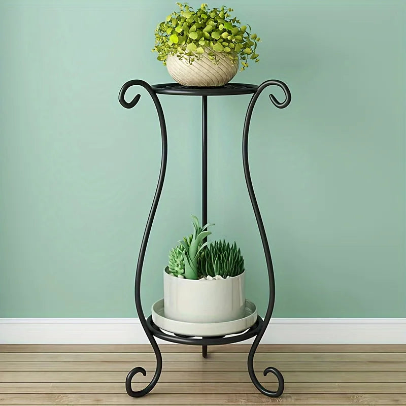 Elegant  Metal Flower Stand, European Style Floor Plant Display Rack, Multi-tier Flower Pot Holder for Home Garden Balcony