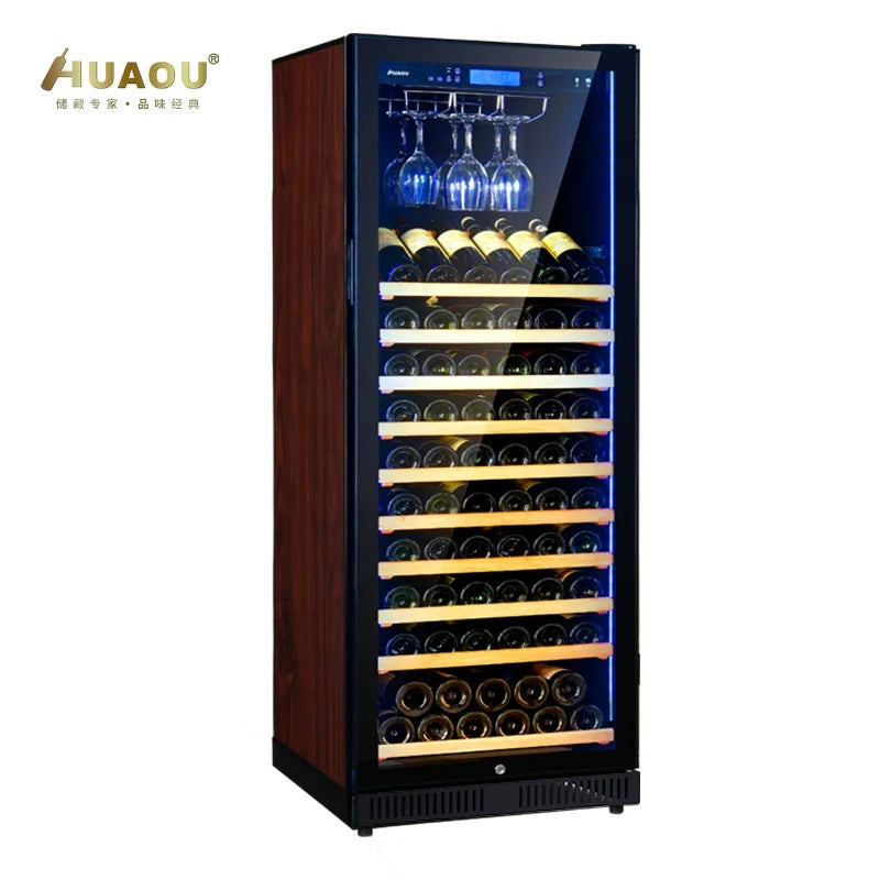85 Bottle 24 Inch Freestanding Wine Cooler Beer and Wine Fridge with Hanging Cup Rack for Home Bar Kitchen Storage System