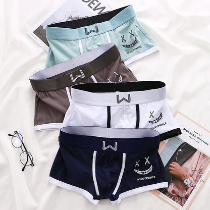1/3/4 Pcs Mens Underwear Cotton Men Boxer Panties U-convex Man Breathable Underpants Sexy Comfort Male Boy Smiling Face Boxers