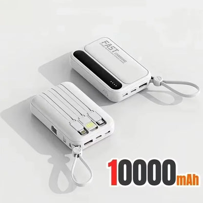 Lenovo Fast Charging Mini Battery Pack 50000mAh Power Bank with 4 Built-in Type C Cables for iPhone Samsung Android Devices