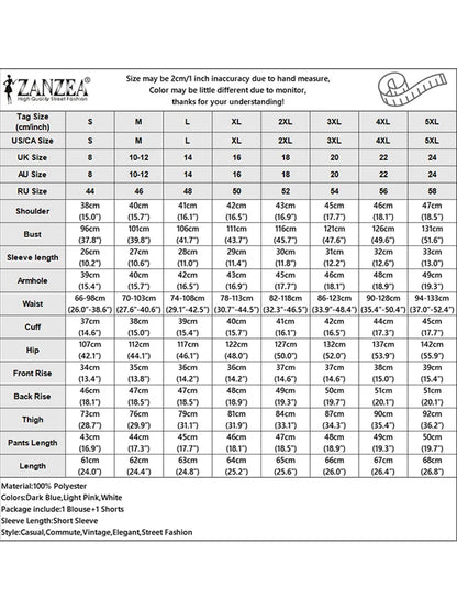 2025 ZANZEA Women's Short Sets Summer Lace Insert Short Sleeve V Neck T-shirt and Elastic Waist Shorts Casual 2-Pieces Suits