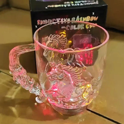 1Pc LED Flash Magic Color Changing Horse Cup Water Activated Light-Up Beer Coffee Milk Tea Wine Whisky Bar Mug Travel Gift