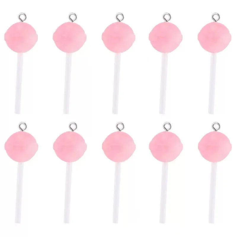 10pcs Cute Lollipops Pretend Play Food Pendants Crafts DIY Handmade Jewelry for Earring Necklace Keychain
