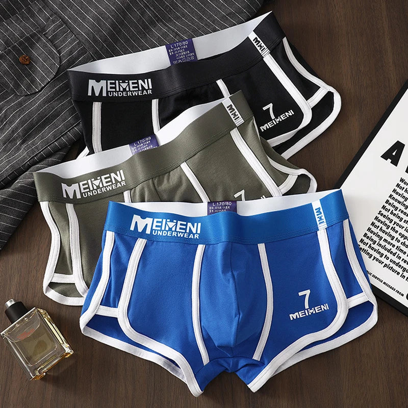 [Bloom the Love] New NO.7 Cotton 1pcs/3pcs Boxer Men Underwear Breathable Boxershort Mens Boxers Man Cuecas Masculina Size M-3XL