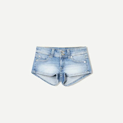 Y2k Zipper Denim Mini Shorts For Women Sexy Low Waist Pocket Peachy Bottom Short Jeans Female Chic Street Evening Club Partywear