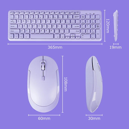Fashion Keyboard and Mouse Set Wireless PC Gamer Keyboards and Mouse Kit Ultra Thin Office Ergonomic Gaming Keypad Mice Purple