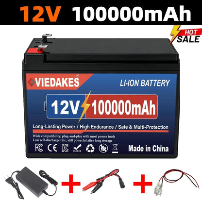 VIEDAKES Brand New 3S7P 12V 100Ah LiFePO4 18650 Battery Pack Power Bank Lightweight Design for Hiking Backpacking Trips
