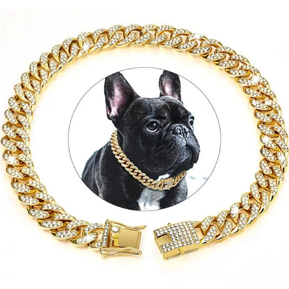Dog Chain Collar Luxury Gold Pet Metal Chain Collar For Small Medium Large Dogs Cats Pet Jewelry Necklace Accessorie
