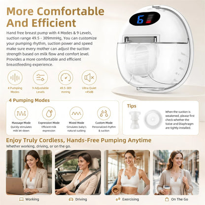 Electric Breast Pump Portable Smart Suction Breast Pump Milk Postpartum Fortable BreastPump Mother and Baby Supplies
