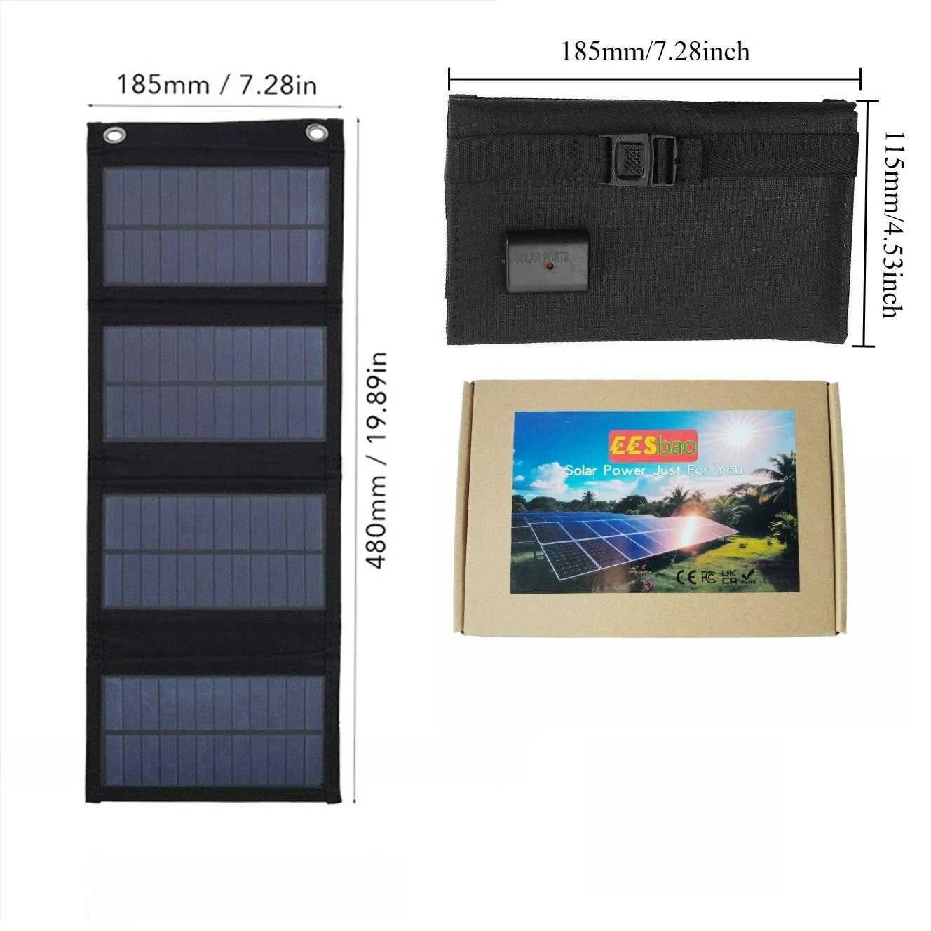Backpack Carry Foldable Waterproof Solar Charging Panel 25W 100W Dual USB Camping Emergency Charger For Cell Phone Tablet Small