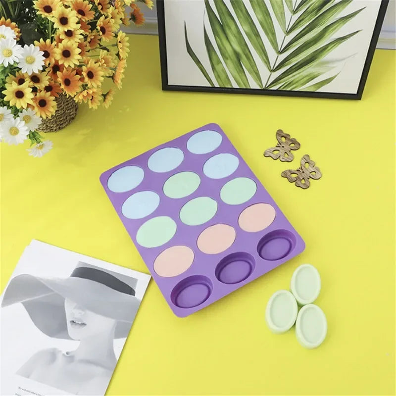 1pc Silicone Oval Soap Molds 15cups Handmade Candle Moulds Candy Pudding Baking Mold