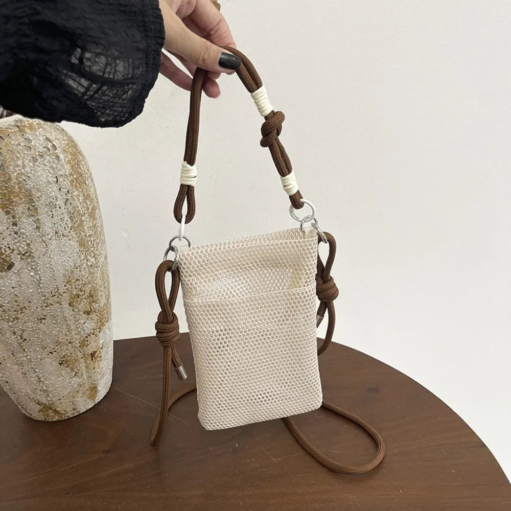 Casual Large Capacity Mesh Shoulder Bags Lightweight Mesh Crossbody Bags Mobile Phone Bag