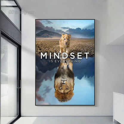 Animals Motivational Posters Eagle Wolf Lion Tiger Motivation Art Canvas Paitning Success Mindset Inspirational Wall Art Decor