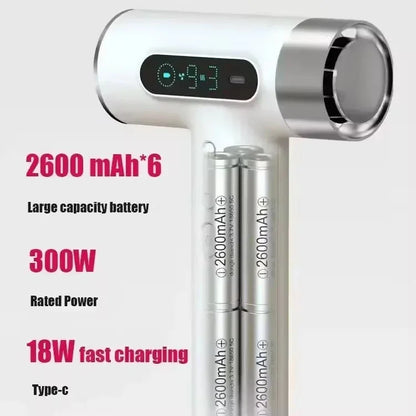 300W Wireless Hair Dryer High Speed Motor 100000RPM USB Rechargeable Foldable Blow Dryer For Student Dormitory Travel