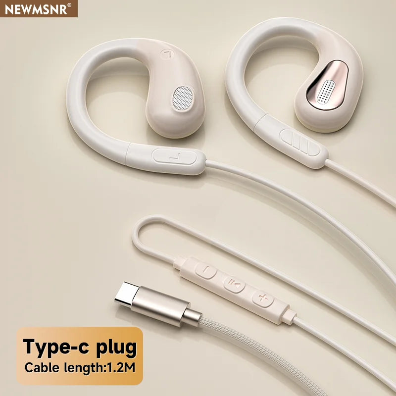 YX2 Clip-on Wired Control Type C&3.5mm Headphones 9D Surround Sound Bass Earbuds Sports Gaming Headset ENC Earphones For Samsung